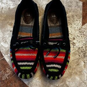 The Sak Crochet Flats Boho Multicolor Lace-Up Shoes Size 9